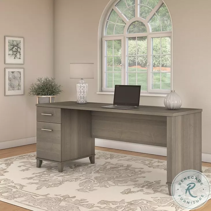 Somerset Ash Gray 72" Office Home Office Set with Drawers