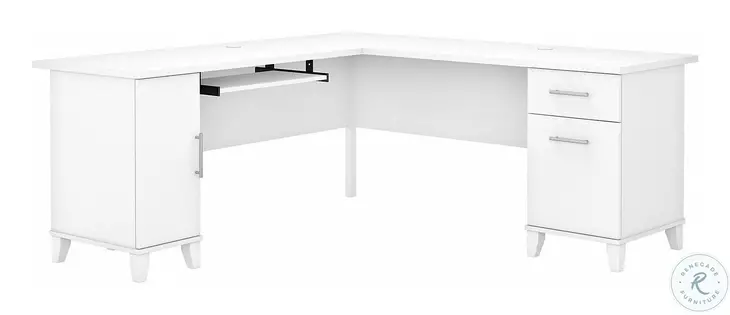 Somerset White 72" L Shaped Desk With Storage