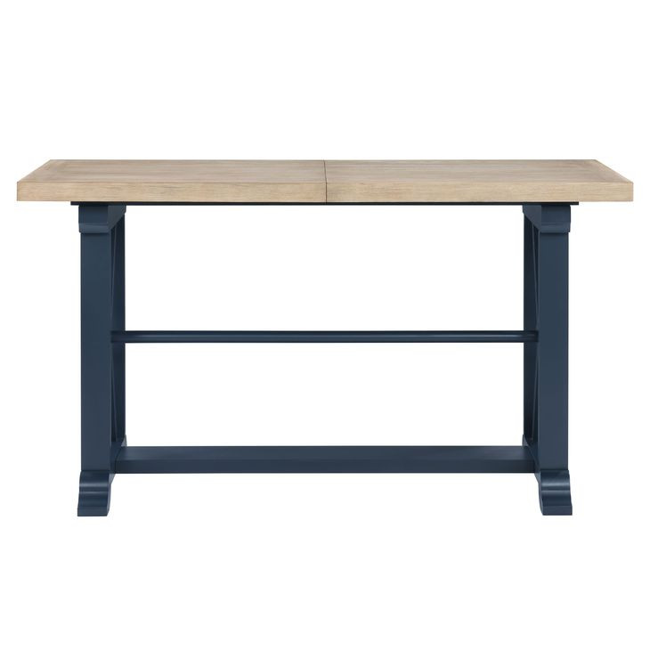 Darcy Beige and Midnight Blue 82" Extendable Rectangular Counter Height Table