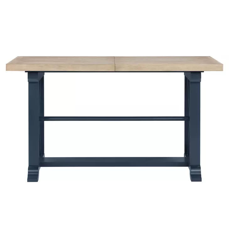 Darcy Beige and Midnight Blue 82" Extendable Rectangular Counter Height Table