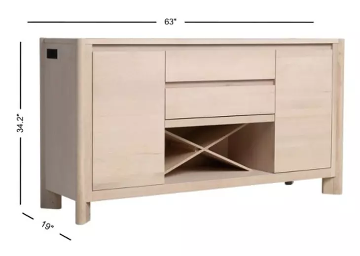 West End Natural Maple 2 Door Sideboard with USB Charging