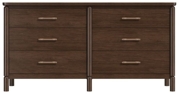 Verge Handcrafted Walnut 6 Drawer Dresser
