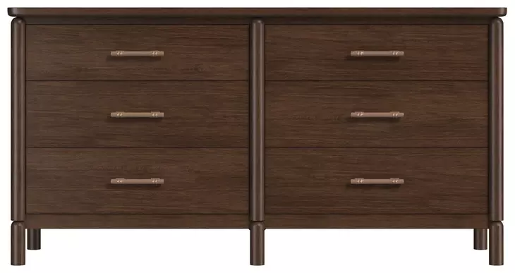 Verge Handcrafted Walnut 6 Drawer Dresser