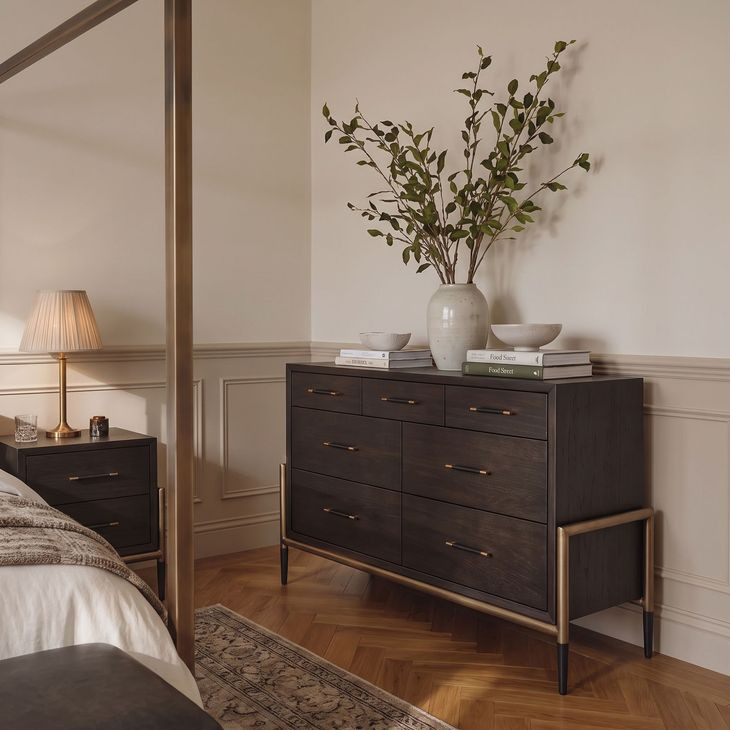 Foxleigh Espresso And Antique Brass Dresser