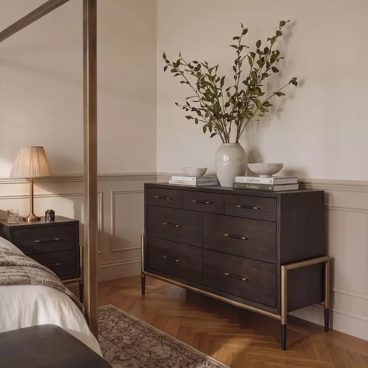 Foxleigh Espresso And Antique Brass Dresser