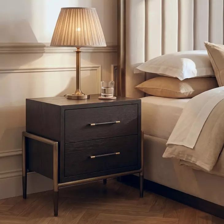 Foxleigh Brown And Antique Brass Nightstand