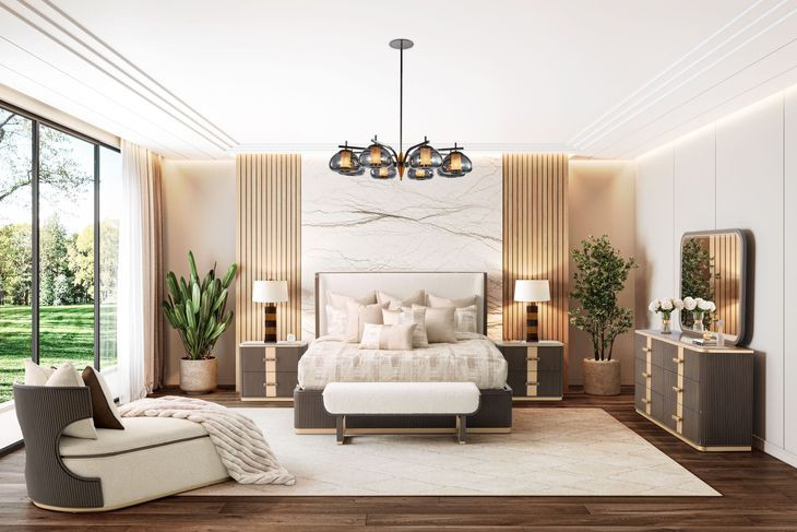 West Kensington Cream Puff and Medium Espresso Bed Bench
