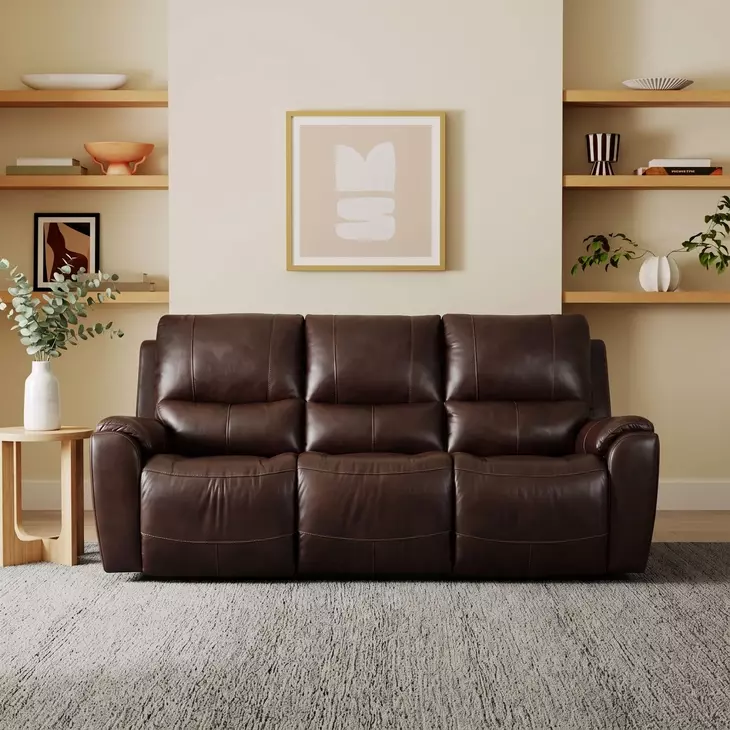 Westchester Brown Leather 92" Power Reclining Sofa with Power Headrest and USB Charging