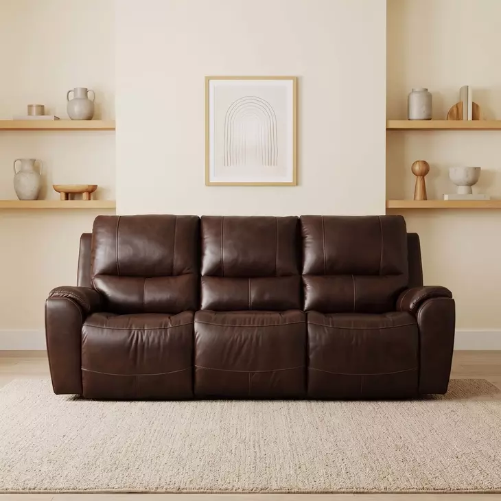 Westchester Brown Leather 92" Power Reclining Sofa with Power Headrest and USB Charging