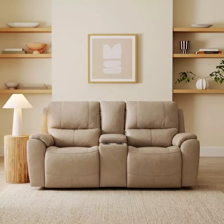 Westchester Platinum 81" Power Reclining Console Loveseat with Power Headrest and USB Charging
