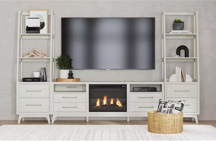 Clare Almond 71" TV Stand with Fireplace Insert