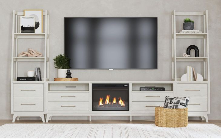 Clare Almond 82" TV Stand with Fireplace Insert