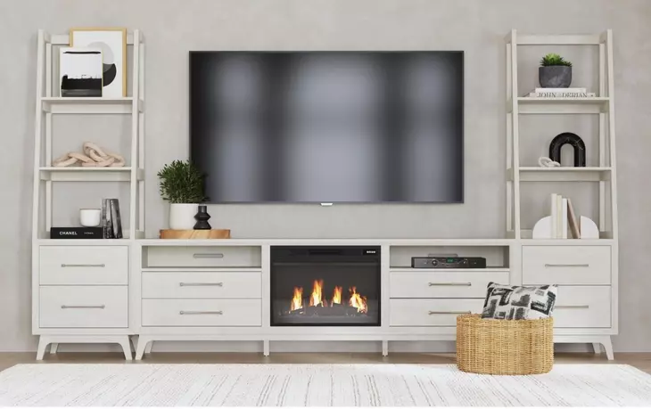 Clare Almond 82" TV Stand with Fireplace Insert