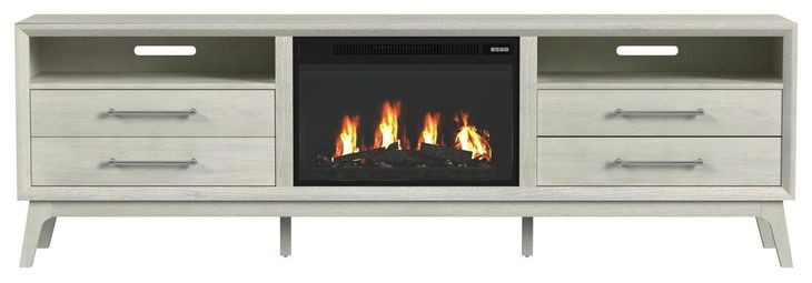 Clare Almond 82" TV Stand with Fireplace Insert