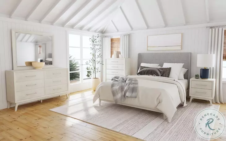 Clare Grey And Almond King Upholstered Panel Bed