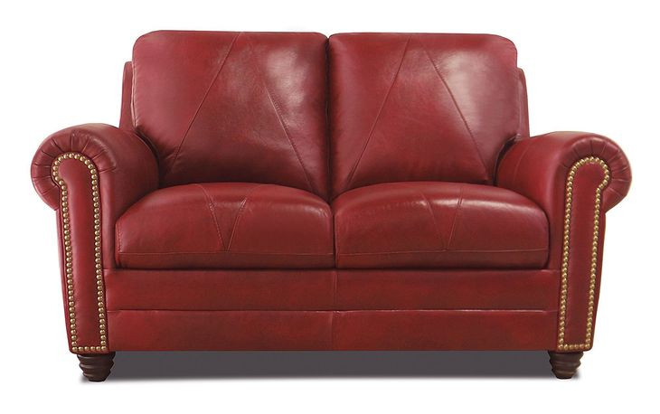 Westfield Cherry 62" Leather Loveseat with Nailhead Trim