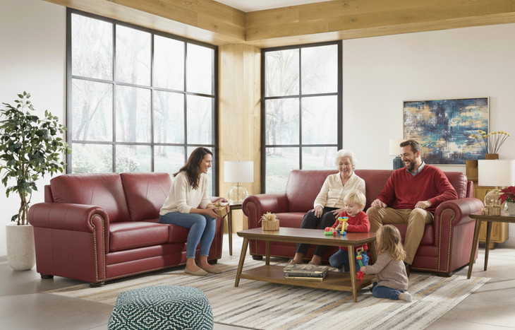 Westfield Cherry 62" Leather Loveseat with Nailhead Trim