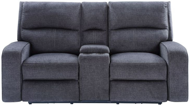 Lovell Gray 65" Power Reclining Console Loveseat with USB Charging