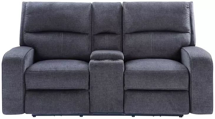 Lovell Gray Power Reclining Console 65" Loveseat with USB Charging