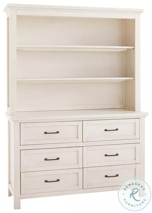 Westfield Brushed White Hutch and Bookcase with 3 Shelves