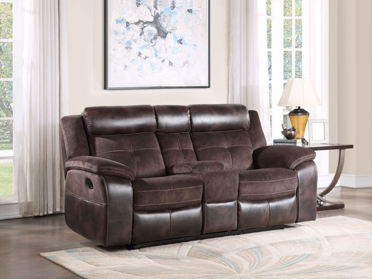 Pueblo Brown 77" Manual Reclining Console Loveseat
