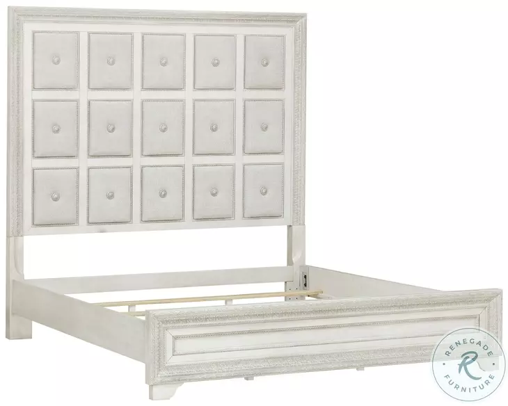 Luciana Semi Transparent Creamy White King Upholstered Panel Bed