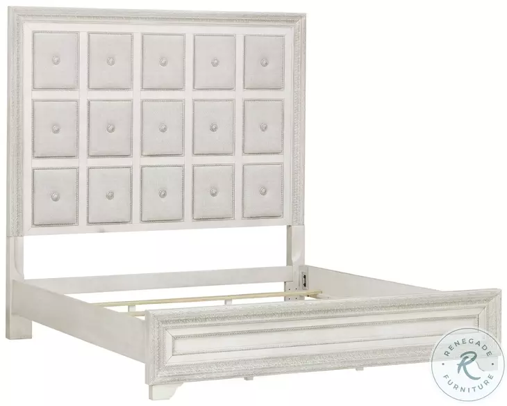 Luciana Semi Transparent Creamy White California King Upholstered Panel Bed