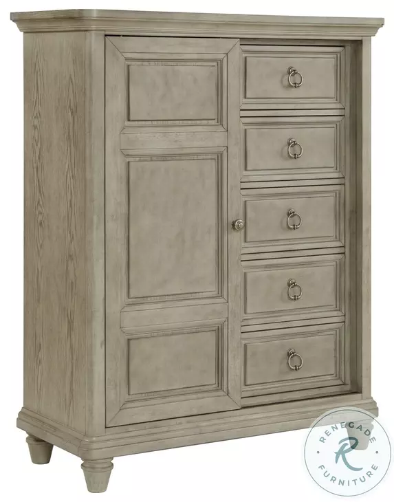 Emiko Light Grey 5 Drawer Door Chest
