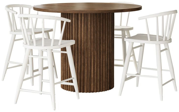 Auden White and Chestnut 5 Piece Counter Height Dining Set