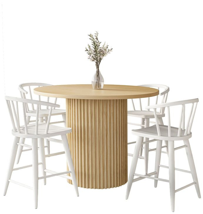 Auden White and Natural 5 Piece Counter Height Dining Set