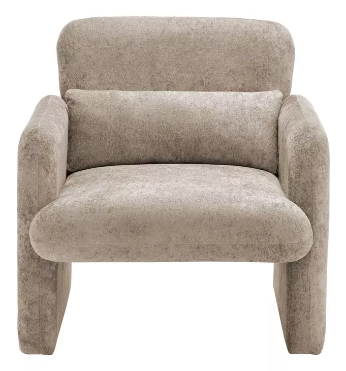 8026 Light Brown Upholstered Accent Chair with Pillow