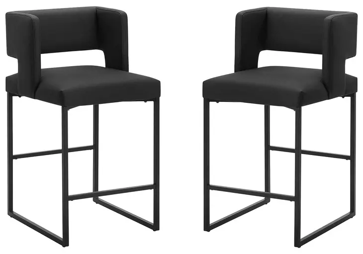 1248 Black Upholstered Bar Stool Set of 2