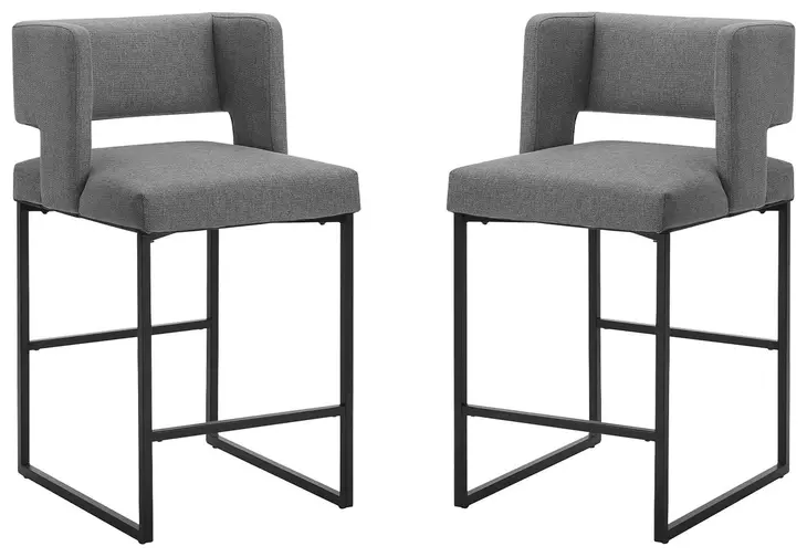 1249 Gray Upholstered Bar Stool Set of 2