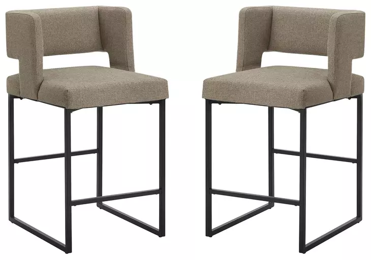 1250 Brown Upholstered Bar Stool Set of 2