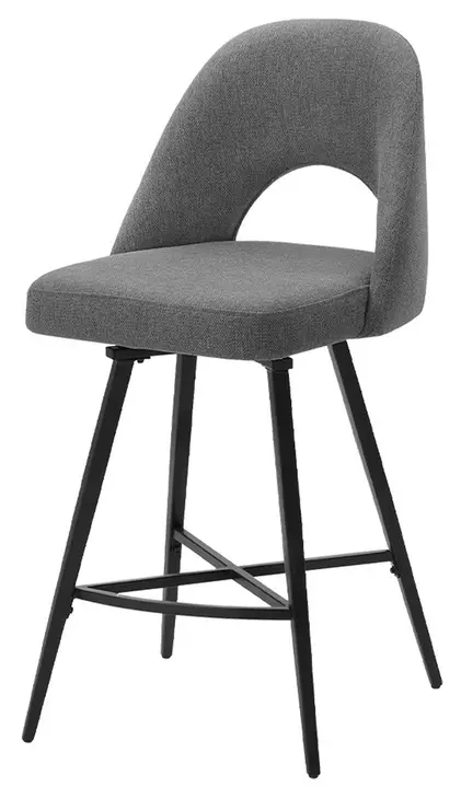 1253 Gray Upholstered Swivel Bar Stool Set of 2