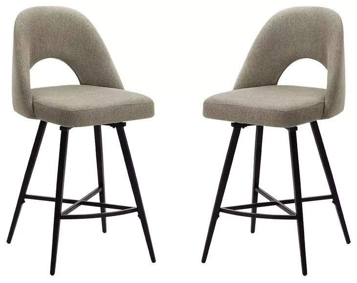 1254 Brown Upholstered Swivel Bar Stool Set of 2