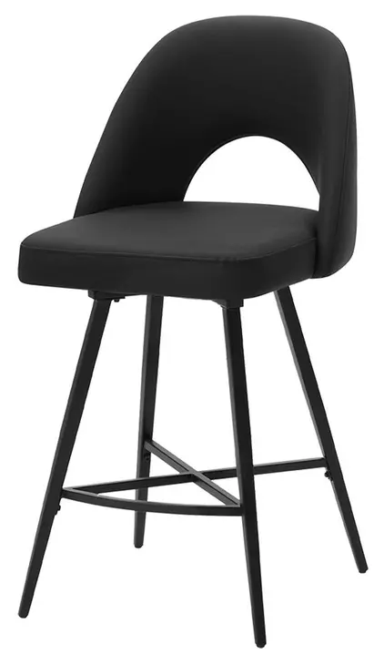 1258 Black Upholstered Swivel Bar Stool Set of 2