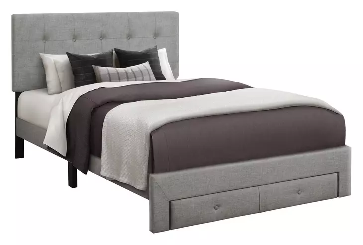 5900F Gray Full Upholstered Storage Platform Bed