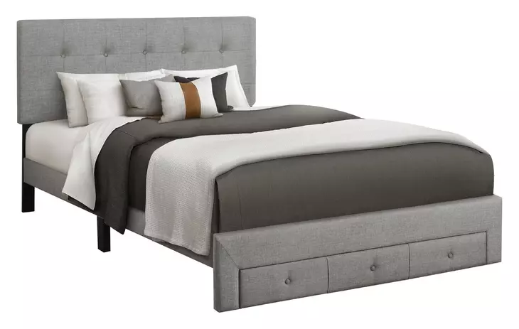 5900Q Gray Queen Upholstered Storage Platform Bed
