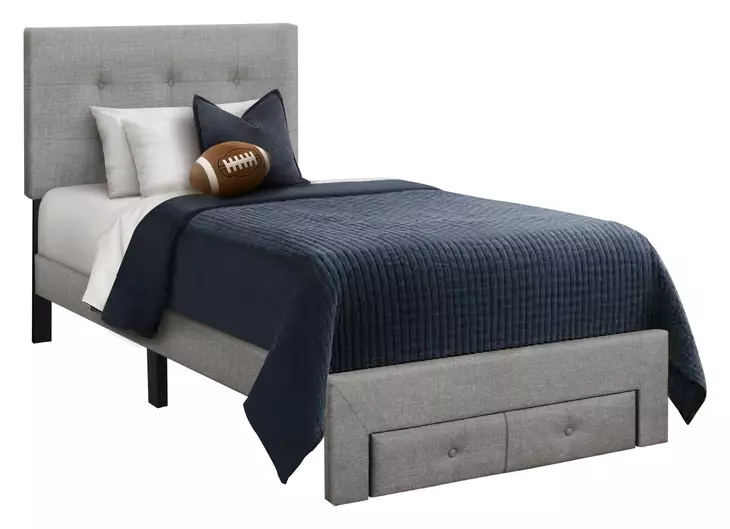 5900T Gray Twin Upholstered Storage Platform Bed