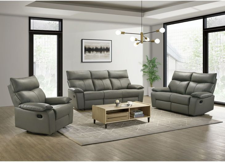 Murray Gray Leather 88" Reclining Sofa