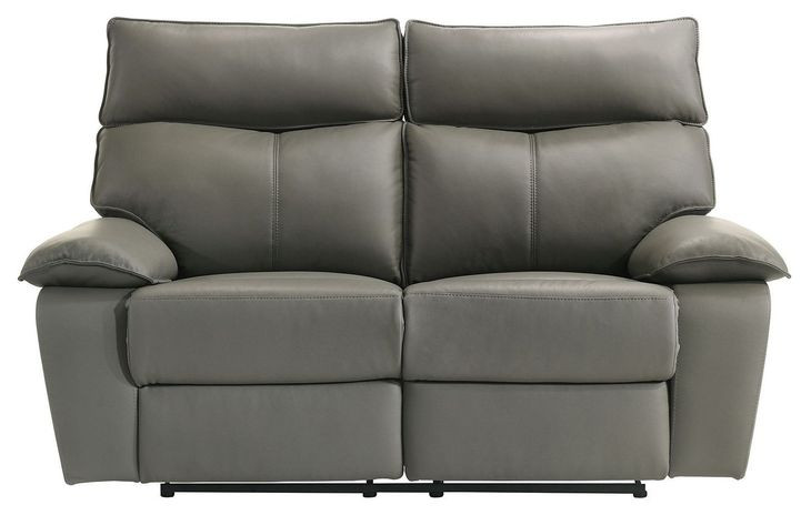 Murray Gray Leather 64" Reclining Loveseat