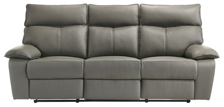 Murray Gray Leather 88" Reclining Sofa