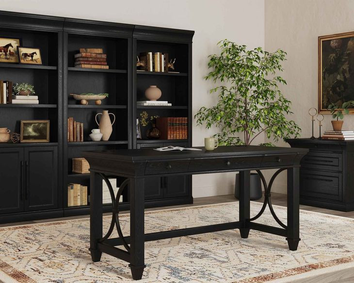 Willow Lane Ebony Black 60" Writing Desk with USB Charging