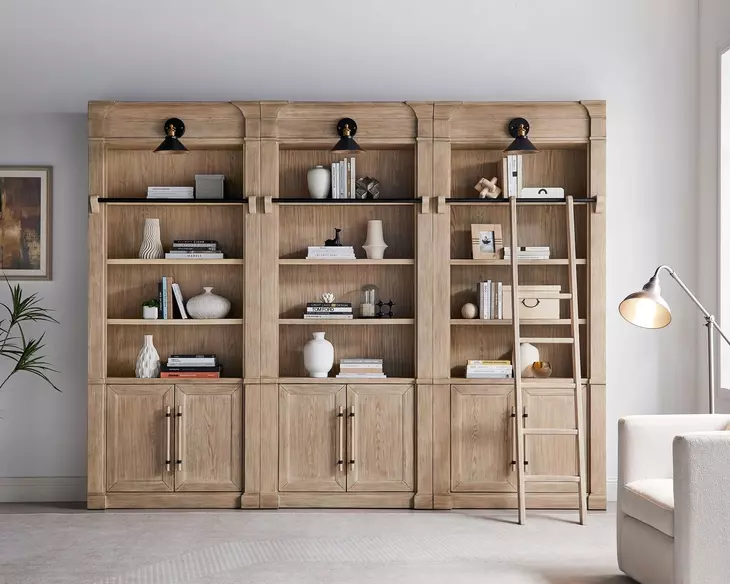 Willow Lane Brown 3 Piece Tall Bookcase with Ladder