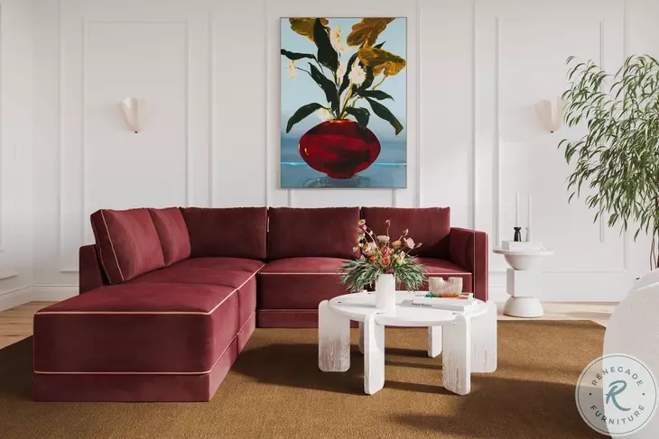 Willow Berry Red Velvet Modular LAF Sectional