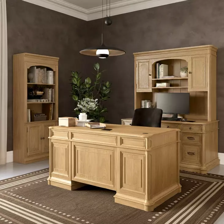 Winchester Natural Oak Credenza with Hutch