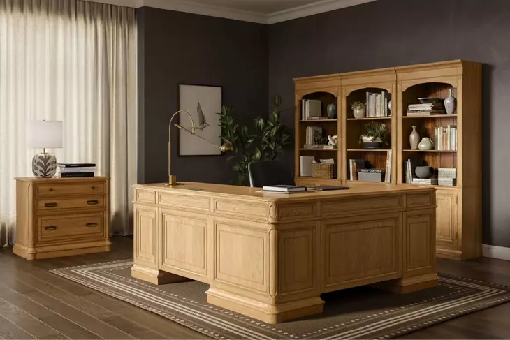 Winchester Natural Oak L-Shaped Home Office Set