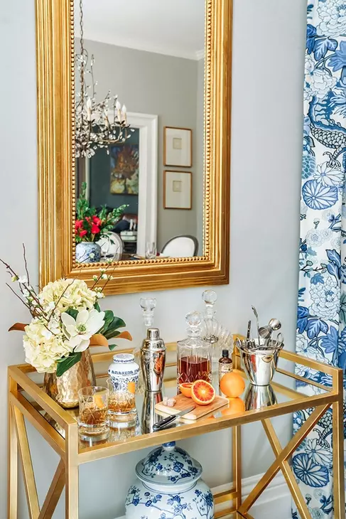 Waverly Gold Leaf Rectangular Floor Mirror With Curved Edges