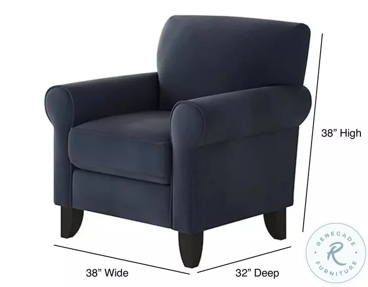 Bella Midnight 38" Rolled Arms Accent Chair